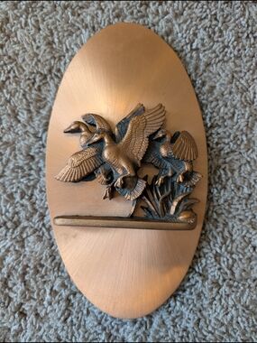 VTG Copperama 3D Relief Duck Art Plaque – Signed Victor